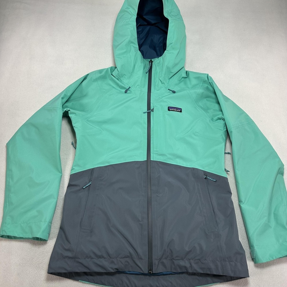 Patagonia Jacket Womens Small Green Gray Ski Snowboard Hooded RECCO STY31700FA22